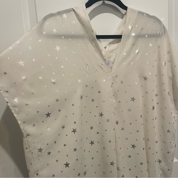 Boutique Adrienne cream silver star tunic top size large - Picture 4 of 6
